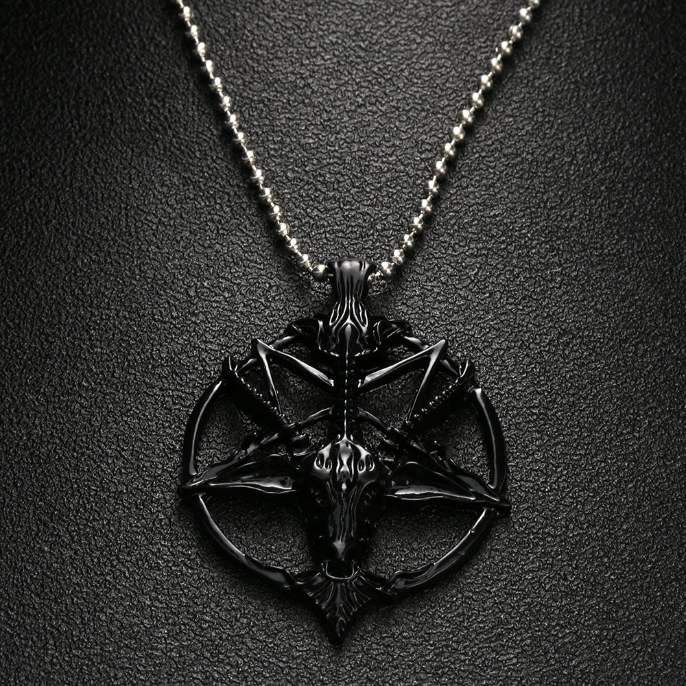 1x Inverted Pentagram Goat Head Pendant Necklace