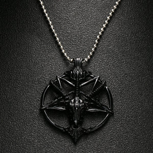 5x Inverted Pentagram Goat Head Pendant Necklace