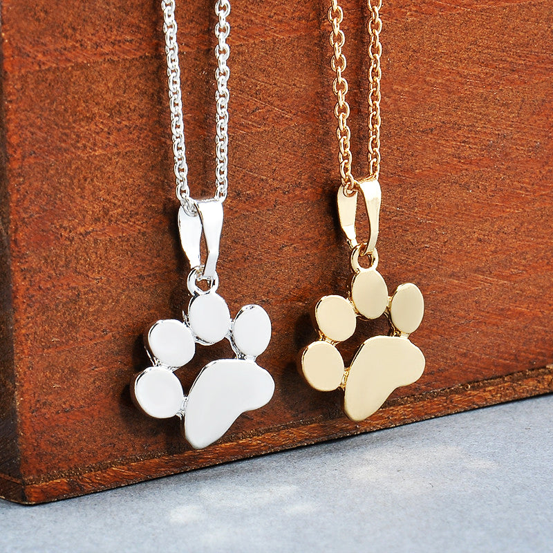 18k Gold and Silver Plated Paw Print Necklace