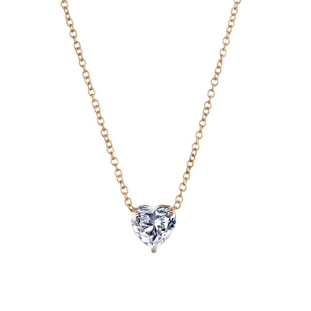 Crystal Heart Chain Necklace